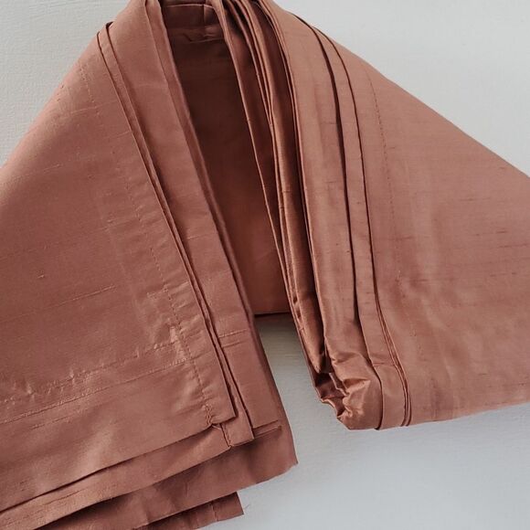 NWT TWO DUPIONI SILK PANELS IN SALMON/CLAY 42" by 96" #2 - Picture 5 of 5